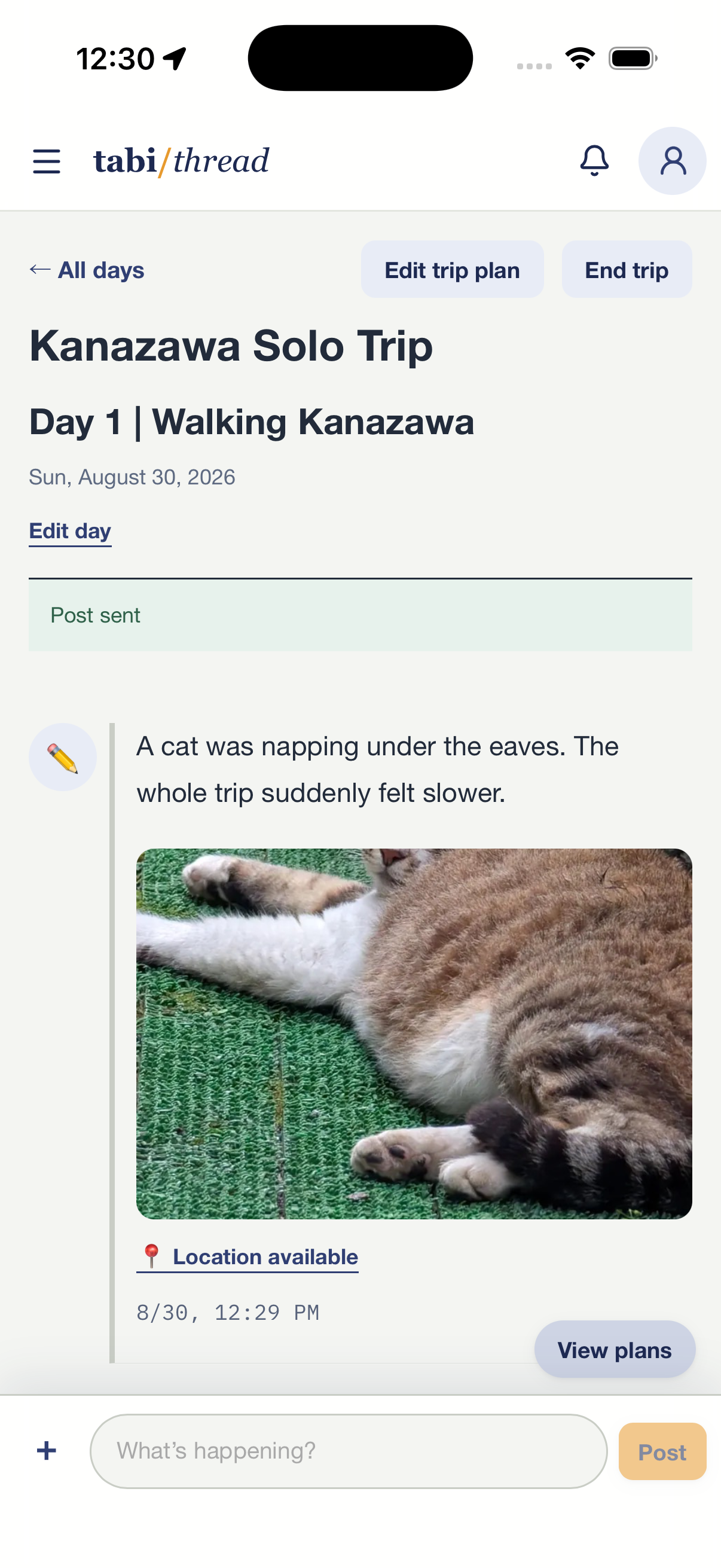 A phone timeline keeping a photo, a short note, time, and optional location